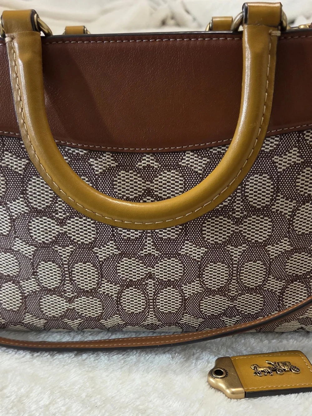Coach Signature Canvas Satchel in Brown & Mustard